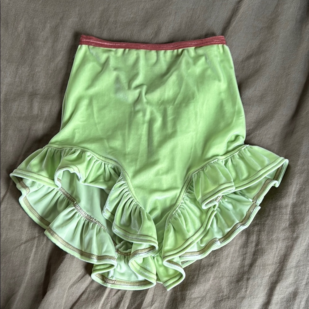 Solstice Intimates Lime Green Ruffled Shorts